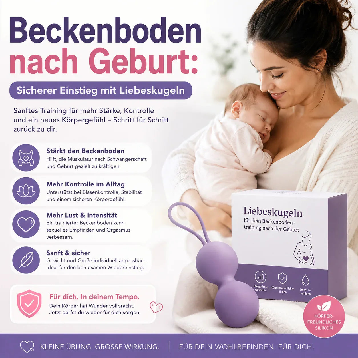 Beckenboden nach Geburt: Sicherer Einstieg mit Liebeskugeln