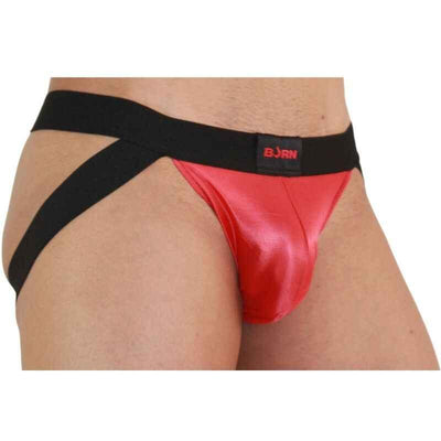 Rot-schwarzer Herren-Jockstrap mit stützender Front