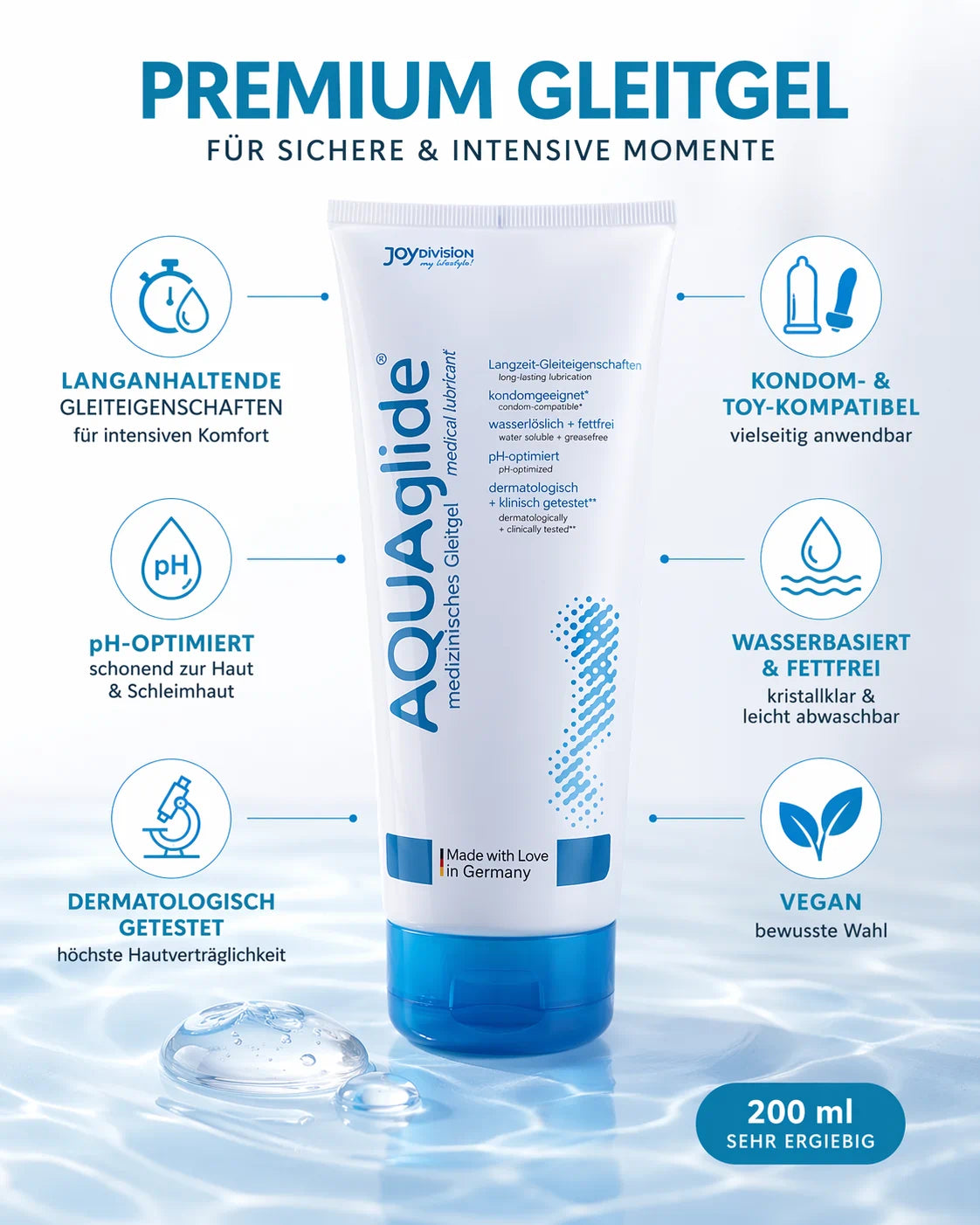 Aquaglide Gleitmittel 200 ml - Natürliches Wasserbasis-Gleiten