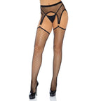 LEG AVENUE - INDUSTRIAL NET STRÜMPFE MIT O-RING BEFESTIGTEM STRUMPFGÜRTEL, EINE GRÖSSE - Vanelion Paradise
