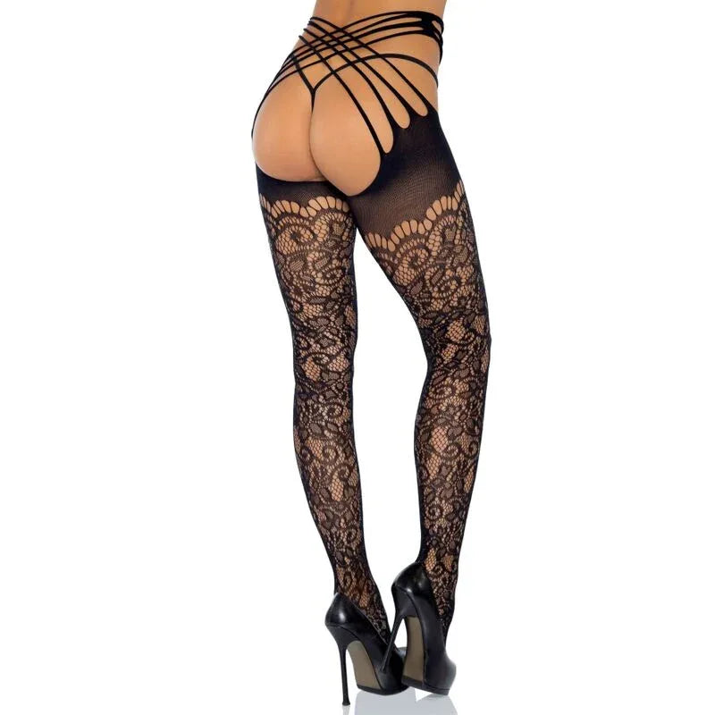 LEG AVENUE - WRAP AROUND CROTHLESS TIGHTS, EINE GRÖSSE - Vanelion Paradise