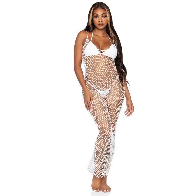 LEG AVENUE - GEWEBTES TWIST-NET-MAXIKLEID, EINE GRÖSSE - Vanelion Paradise