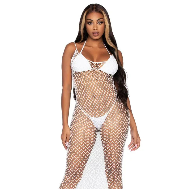 LEG AVENUE - GEWEBTES TWIST-NET-MAXIKLEID, EINE GRÖSSE - Vanelion Paradise