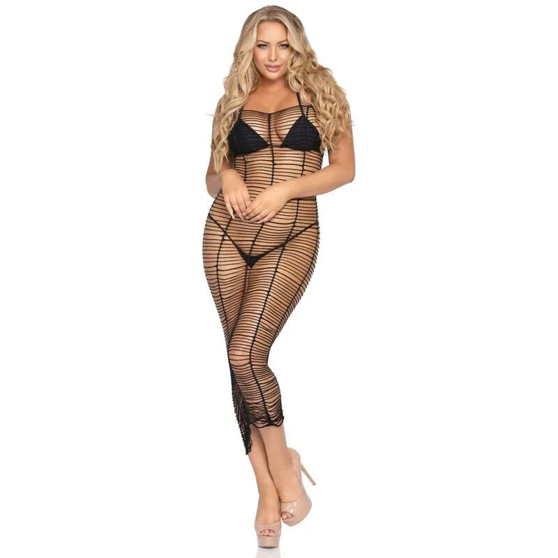 LEG AVENUE - HORIZONTALES NETZ-MAXIKLEID, EINE GRÖSSE - Vanelion Paradise