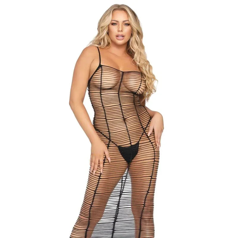 LEG AVENUE - HORIZONTALES NETZ-MAXIKLEID, EINE GRÖSSE - Vanelion Paradise