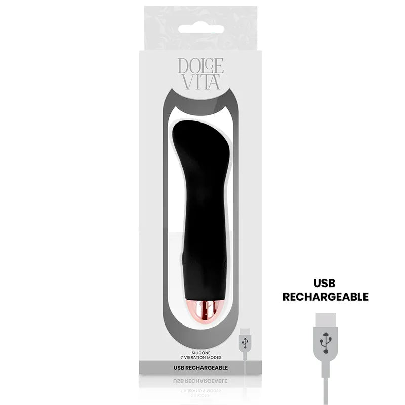 DOLCE VITA - AUFLADBARER VIBRATOR EINE SCHWARZE 7-GESCHWINDIGKEIT - Vanelion Paradise