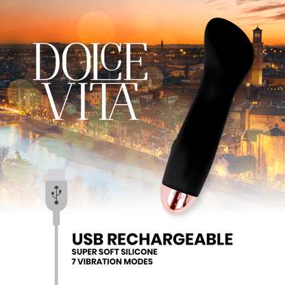 DOLCE VITA - AUFLADBARER VIBRATOR EINE SCHWARZE 7-GESCHWINDIGKEIT