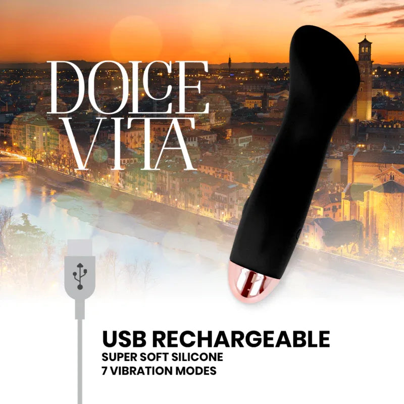 DOLCE VITA - AUFLADBARER VIBRATOR EINE SCHWARZE 7-GESCHWINDIGKEIT - Vanelion Paradise
