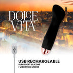 DOLCE VITA - AUFLADBARER VIBRATOR EINE SCHWARZE 7-GESCHWINDIGKEIT - Vanelion Paradise