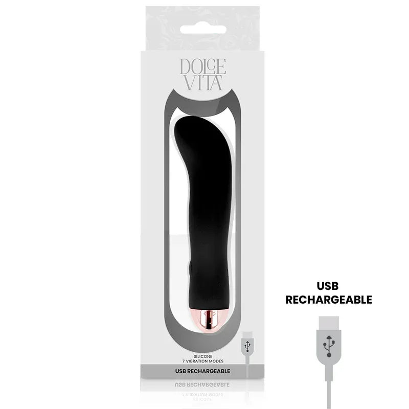 DOLCE VITA - AUFLADBARER VIBRATOR ZWEI SCHWARZ 7 GESCHWINDIGKEIT - Vanelion Paradise