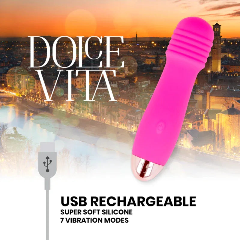 DOLCE VITA - AUFLADBARER VIBRATOR DREI ROSA 7 GESCHWINDIGKEITEN - Vanelion Paradise