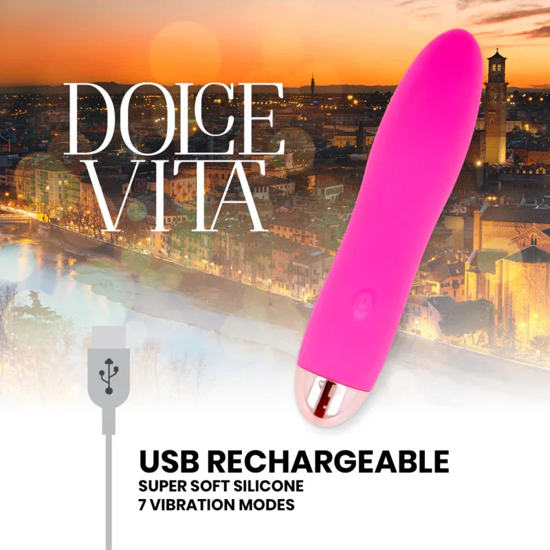 DOLCE VITA - AUFLADBARER VIBRATOR VIER ROSA 7 GESCHWINDIGKEITEN - Vanelion Paradise