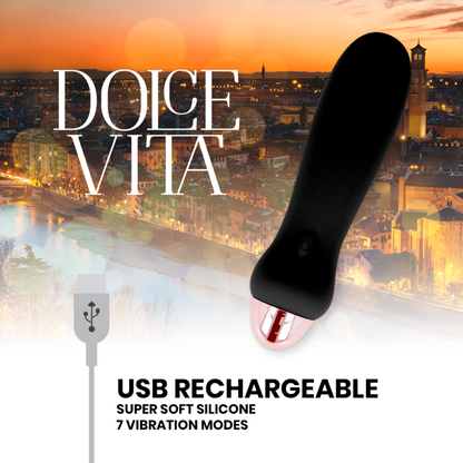 DOLCE VITA - AUFLADBARER VIBRATOR FÜNF SCHWARZ 7 GESCHWINDIGKEITEN