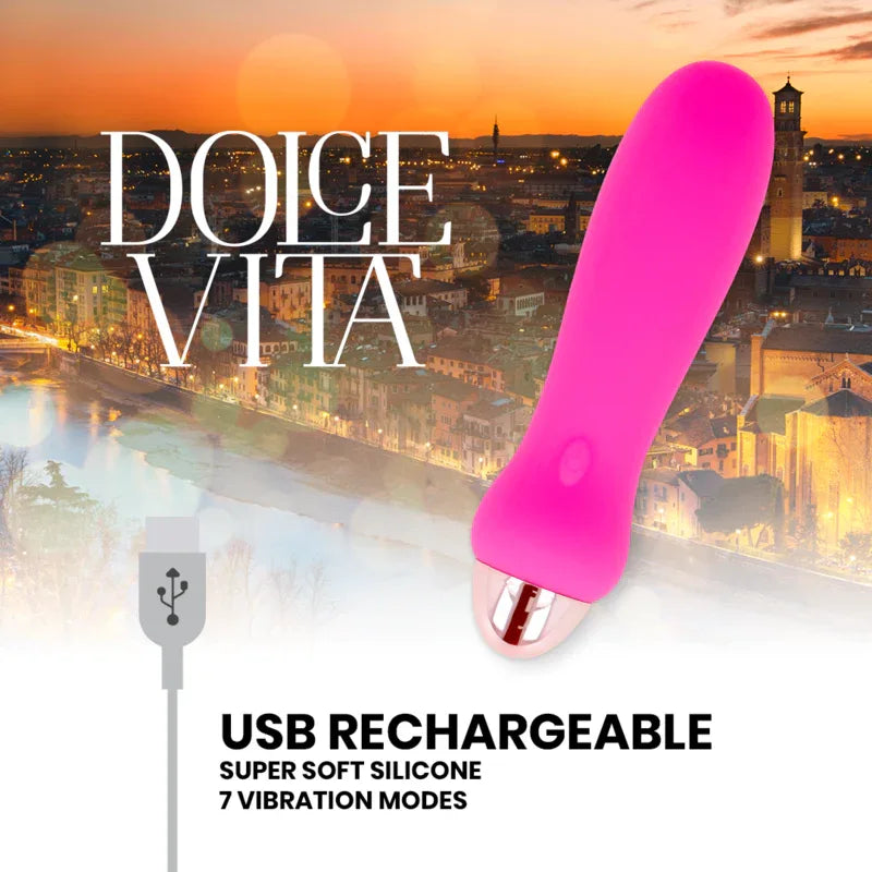 DOLCE VITA - AUFLADBARER VIBRATOR FÜNF ROSA 7 GESCHWINDIGKEITEN - Vanelion Paradise