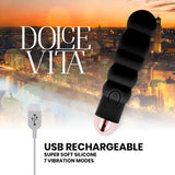 DOLCE VITA - AUFLADBARER VIBRATOR SECHS SCHWARZ 7 GESCHWINDIGKEITEN - Vanelion Paradise