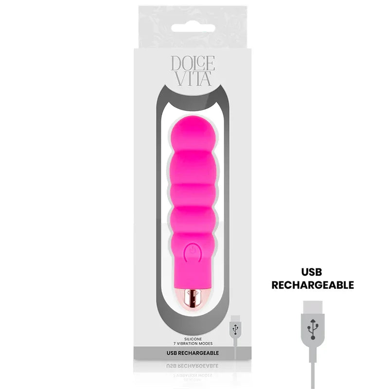 DOLCE VITA - AUFLADBARER VIBRATOR SECHS ROSA 7 GESCHWINDIGKEITEN - Vanelion Paradise