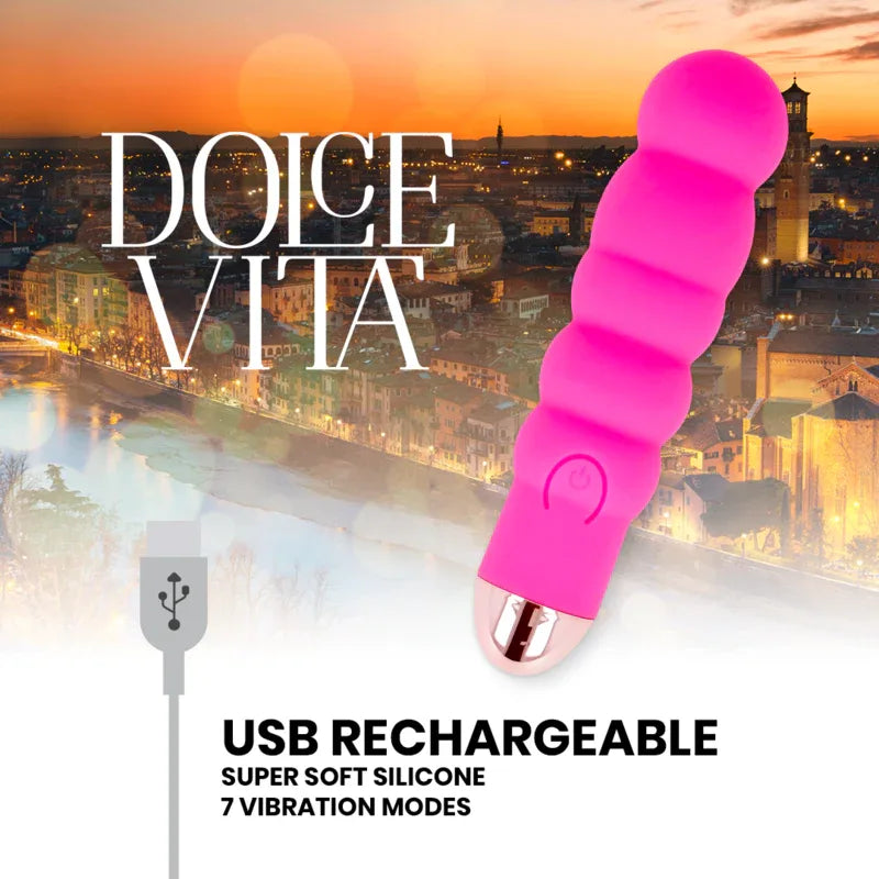 DOLCE VITA - AUFLADBARER VIBRATOR SECHS ROSA 7 GESCHWINDIGKEITEN - Vanelion Paradise
