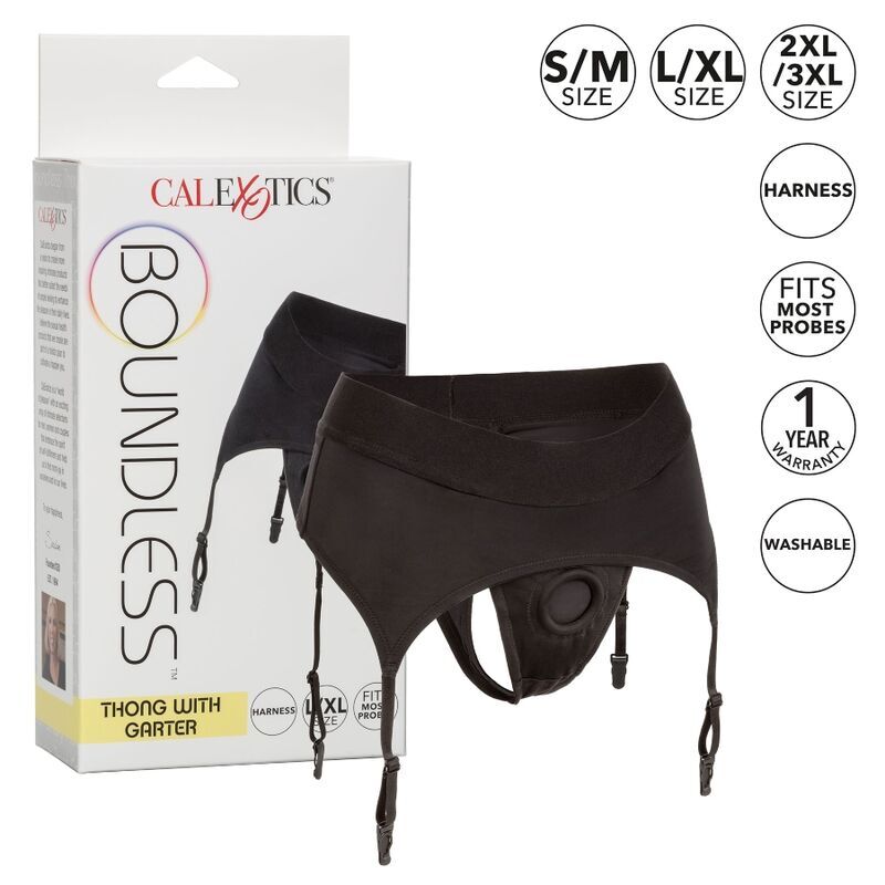 CALEXOTICS - BOUNDLESS THONG MIT GARTER L/XL