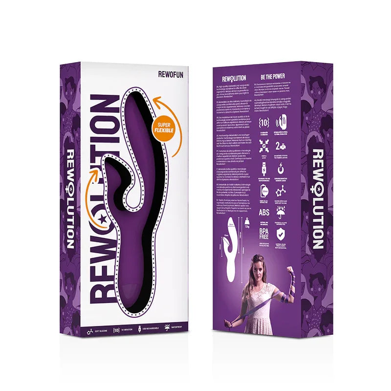 REWOLUTION REWOFUN – Flexibler Rabbit-Vibrator, 2 Motoren - Vanelion Paradise