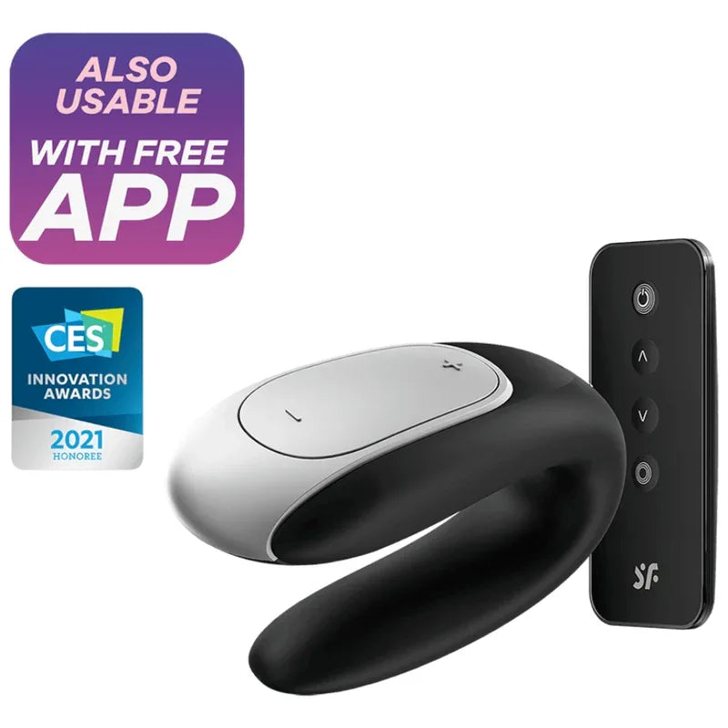 SATISFYER - DOUBLE FUN PARTNER VIBRATOR SCHWARZ - Vanelion Paradise