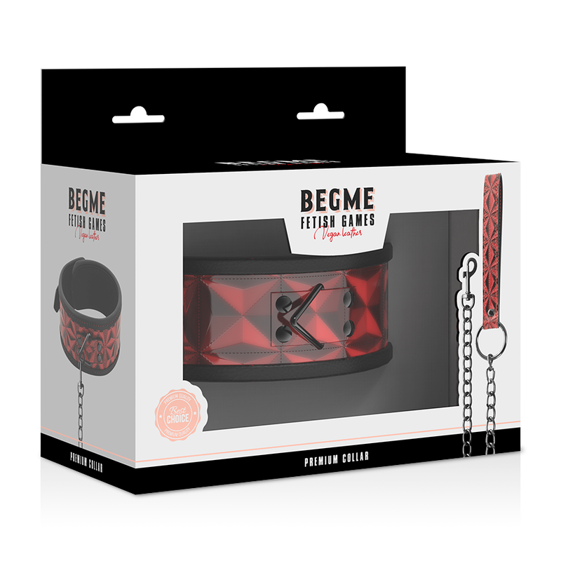 BEGME - RED EDITION PREMIUM VEGANES LEDERHALSBAND MIT NEOPRENFUTTER