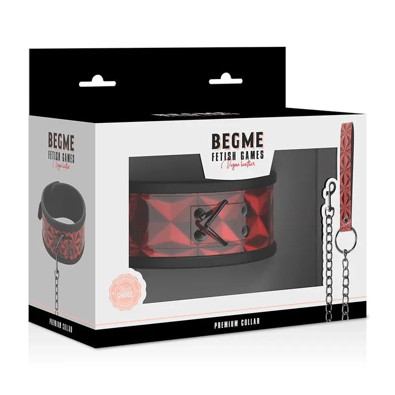 BEGME - RED EDITION PREMIUM VEGANES LEDERHALSBAND MIT NEOPRENFUTTER - Vanelion Paradise