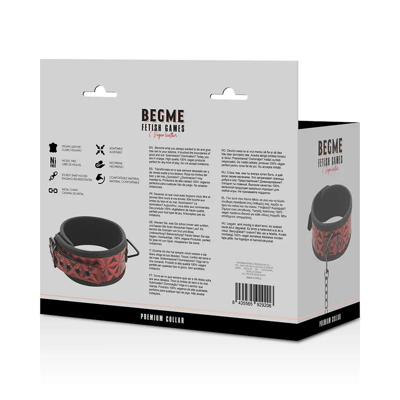 BEGME - RED EDITION PREMIUM VEGANES LEDERHALSBAND MIT NEOPRENFUTTER - Vanelion Paradise