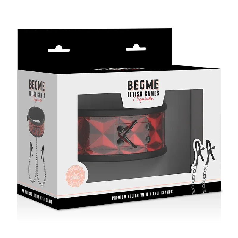 BEGME - RED EDITION HALSBAND MIT NIPPELKLEMMEN MIT NEOPRENFUTTER - Vanelion Paradise