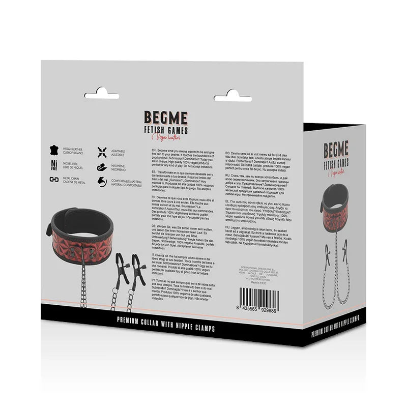 BEGME - RED EDITION HALSBAND MIT NIPPELKLEMMEN MIT NEOPRENFUTTER - Vanelion Paradise