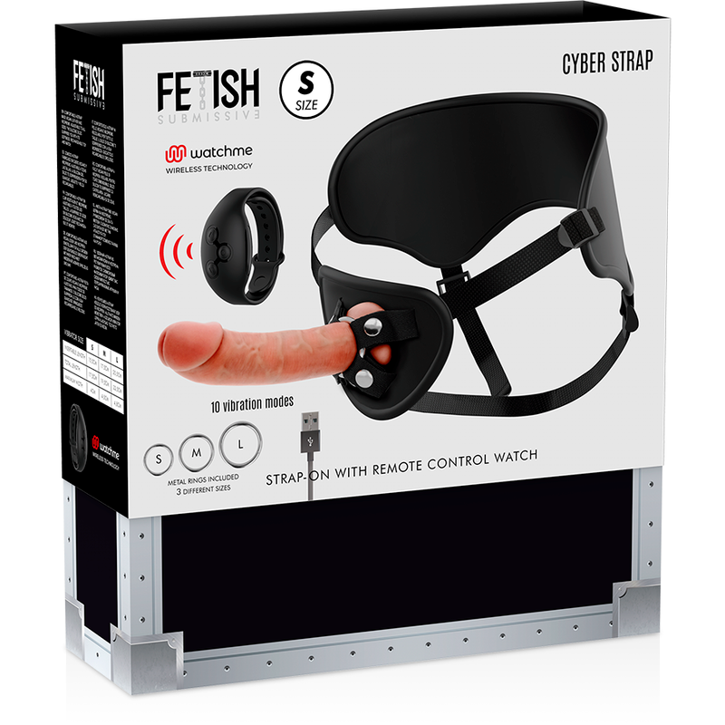 FETISH SUBMISSIVE CYBER STRAP - HARNESS MIT FERNBEDIENUNGS-DILDO-UHREN-TECHNOLOGIE