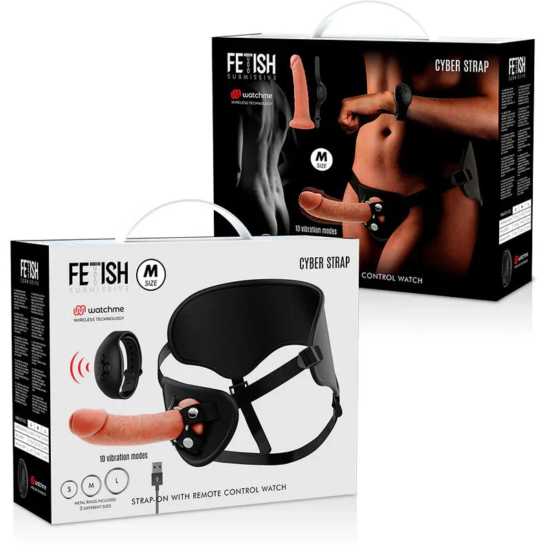 FETISH SUBMISSIVE CYBER STRAP - HARNESS MIT FERNBEDIENUNG DILDO WATCHME M TECHNOLOGIE - Vanelion Paradise