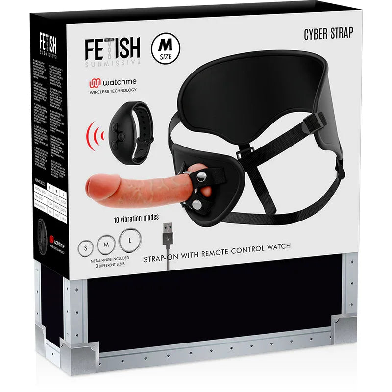 FETISH SUBMISSIVE CYBER STRAP - HARNESS MIT FERNBEDIENUNG DILDO WATCHME M TECHNOLOGIE - Vanelion Paradise