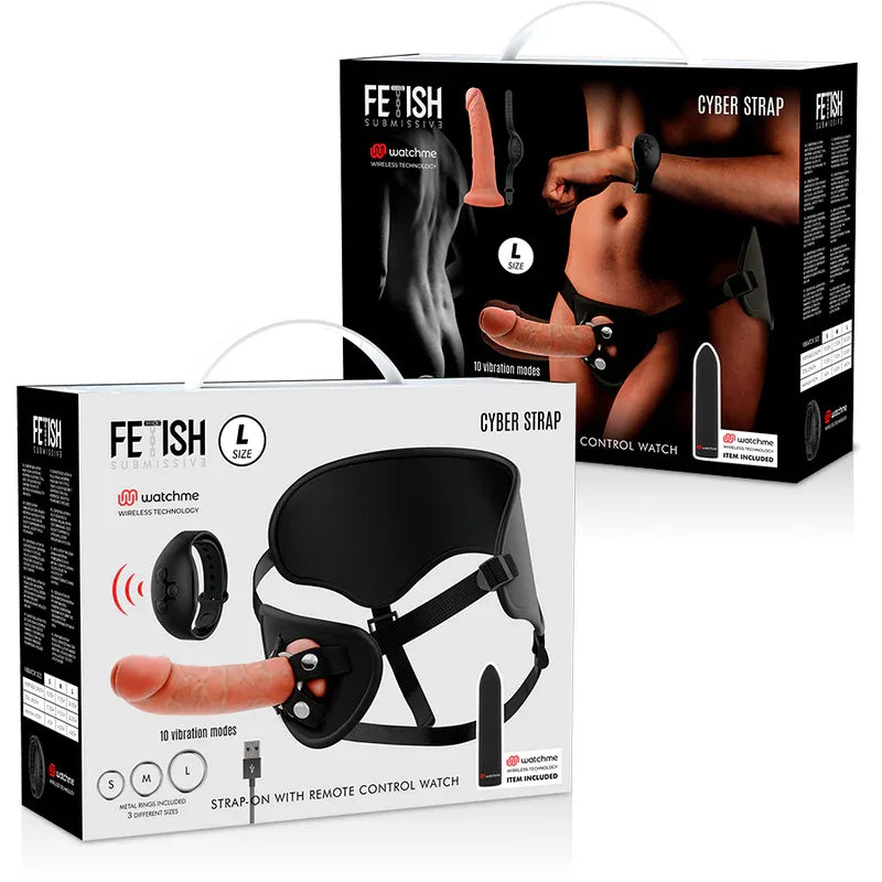 FETISH SUBMISSIVE CYBER STRAP - HARNESS MIT DILDO- UND BULLET-FERNBEDIENUNGS-WATCHME-L-TECHNOLOGIE - Vanelion Paradise