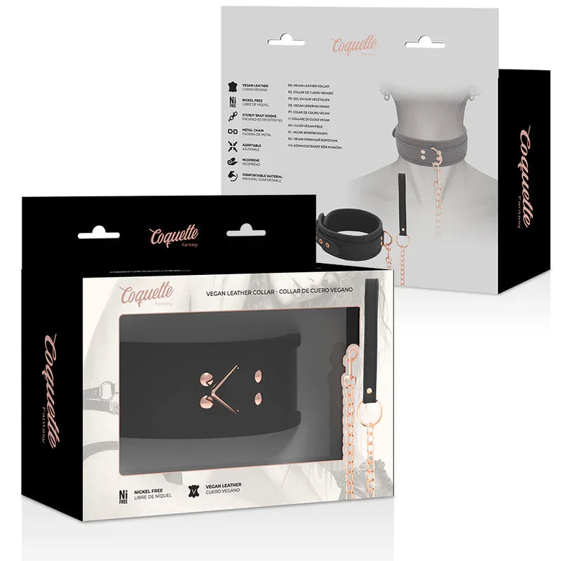 COQUETTE CHIC DESIRE - FANTASY-HALSKETTE AUS VEGANEM LEDER MIT RIEMEN UND NEOPRENFUTTER - Vanelion Paradise