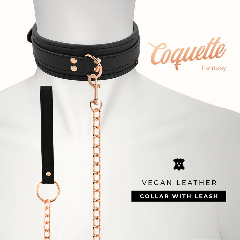 COQUETTE CHIC DESIRE - FANTASY-HALSKETTE AUS VEGANEM LEDER MIT RIEMEN UND NEOPRENFUTTER - Vanelion Paradise