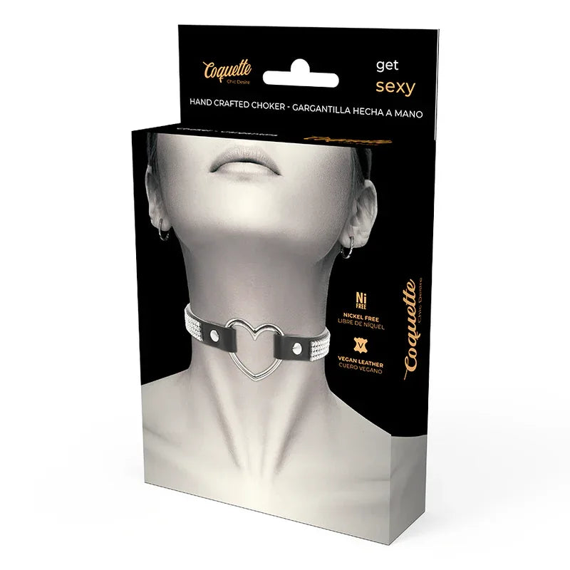COQUETTE CHIC DESIRE - VEGANES LEDER-HALSBAND MIT HERZ - Vanelion Paradise