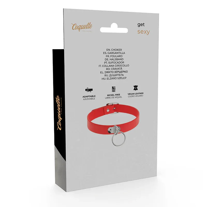 COQUETTE CHIC DESIRE - ROTE HALSKETTE AUS VEGANEM LEDER FETISCH-ACCESSOIRE FÜR FRAUEN - Vanelion Paradise