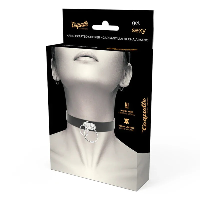 COQUETTE CHIC DESIRE - DOPPELRING-HALSBAND AUS VEGANEM LEDER - Vanelion Paradise