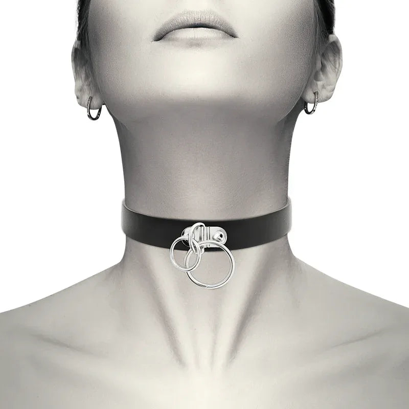 COQUETTE CHIC DESIRE - DOPPELRING-HALSBAND AUS VEGANEM LEDER - Vanelion Paradise
