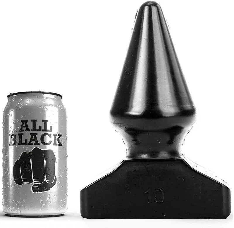 All Black Analstecker 20,5 cm – XL Buttplug, kegelförmig, PVC, intensive Stimulation für Fortgeschrittene - Vanelion Paradise