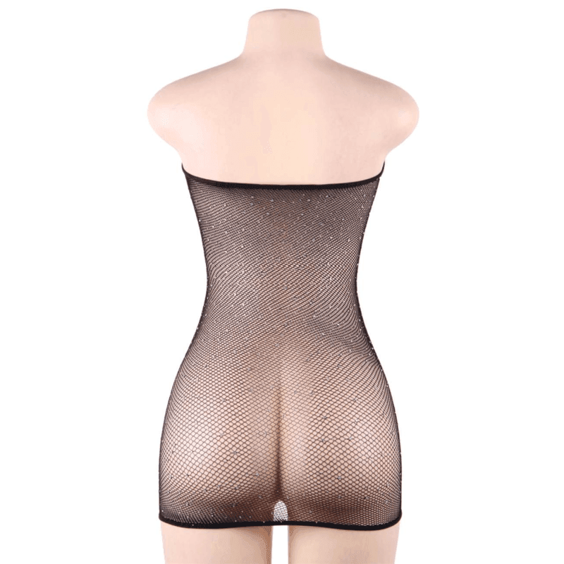 QUEEN LINGERIE - NETZKÖRPERKLEID MIT DIAMANTEN S/L - Vanelion Paradise