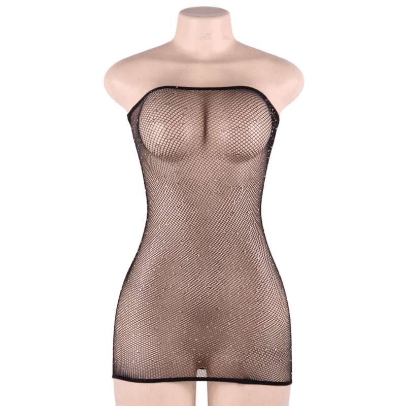 QUEEN LINGERIE - NETZKÖRPERKLEID MIT DIAMANTEN S/L - Vanelion Paradise
