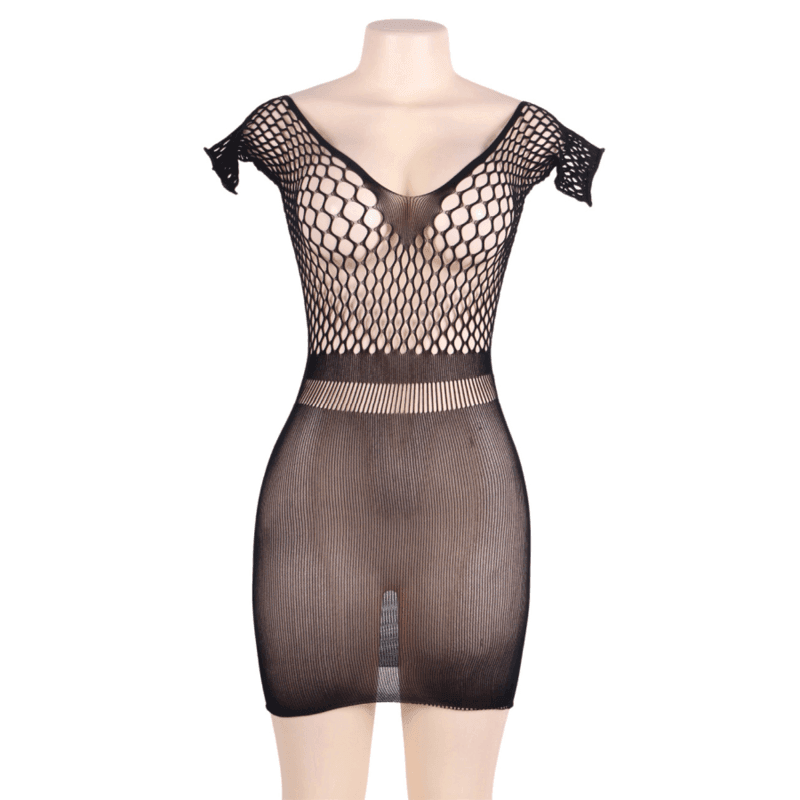 QUEEN LINGERIE - KURZRMELIGES NETZKÖRPERKLEID S/L - Vanelion Paradise