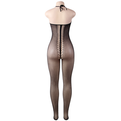 QUEEN LINGERIE - HALTER NECK BODYSTOCKING S/L