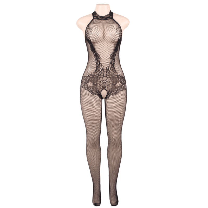 QUEEN LINGERIE - BODYSTOCKING MIT ÖFFNUNG UND BLUMENSPITZE S/L - Vanelion Paradise