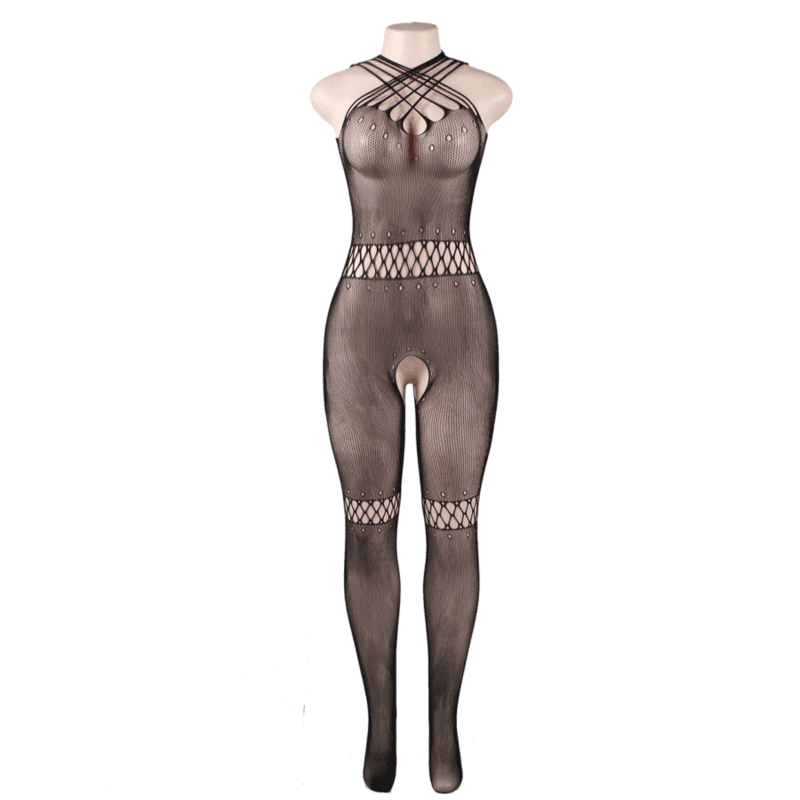 QUEEN LINGERIE - STRAPS NECK BODYSTOCKING S/L - Vanelion Paradise