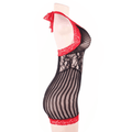 QUEEN LINGERIE - SCHWARZES UND ROTES GEHKELTES CHEMISE S/L - Vanelion Paradise