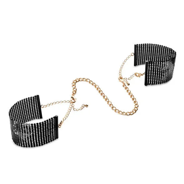 BIJOUX - DÉSIR MÉTALLIQUE HANDSCHELLEN AUS SCHWARZEM METALLGEWEBE - Vanelion Paradise