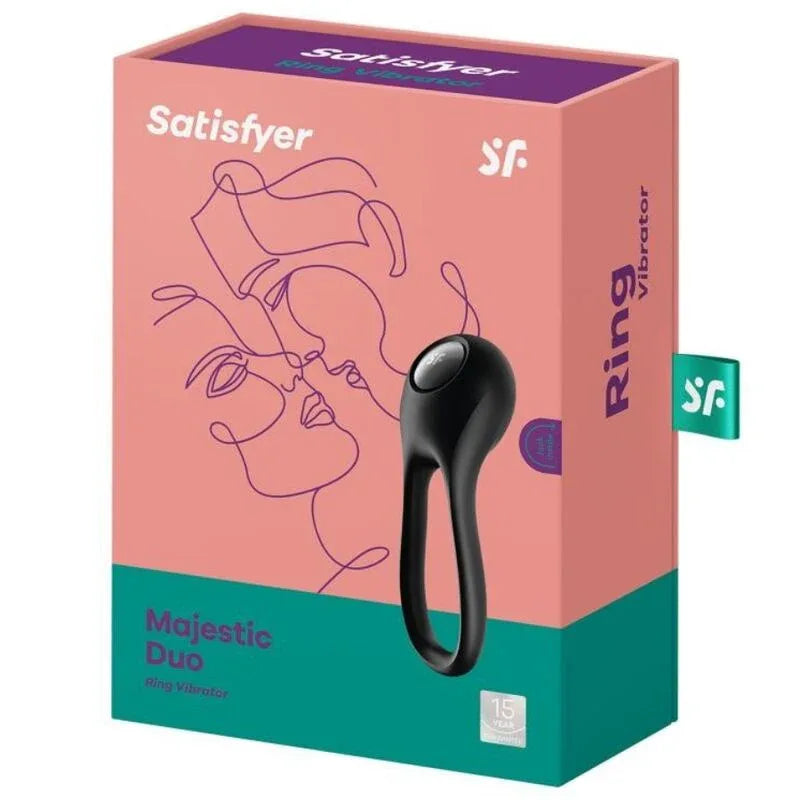 SATISFYER - MAJESTIC DUO RING VIBRATOR SCHWARZ - Vanelion Paradise