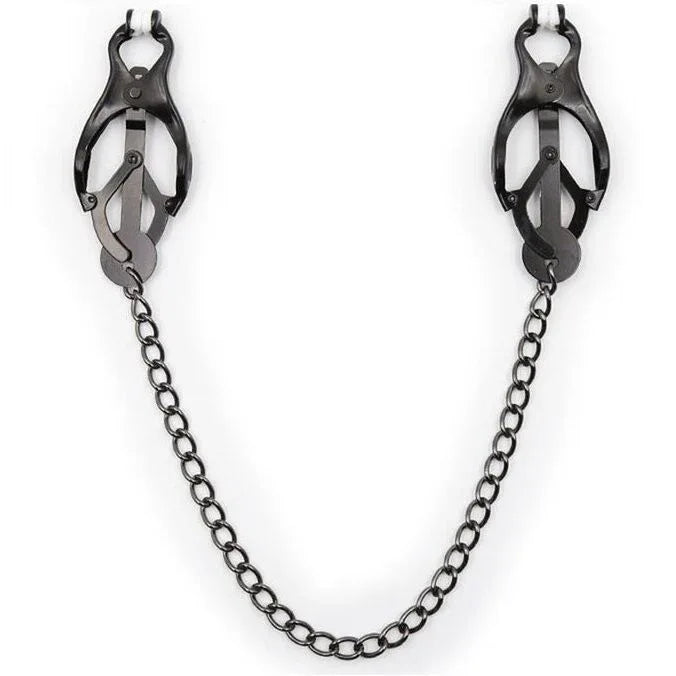Japanische Nippelklemmen mit schwarzer Kette – nickelfrei | OHMAMA - Vanelion Paradise